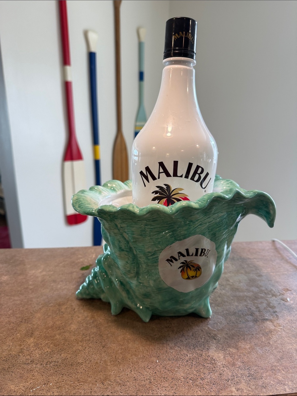 Malibu Green Ceramic Shell Punch bowl, ice bucket or large serving cup for 8!
